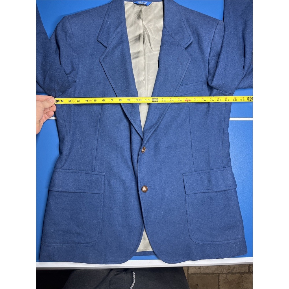 Vintage Pendleton Sport Coat Blazer Mens 44 Blue Wool Two Button‎ Elbow Patches - Picture 11 of 16